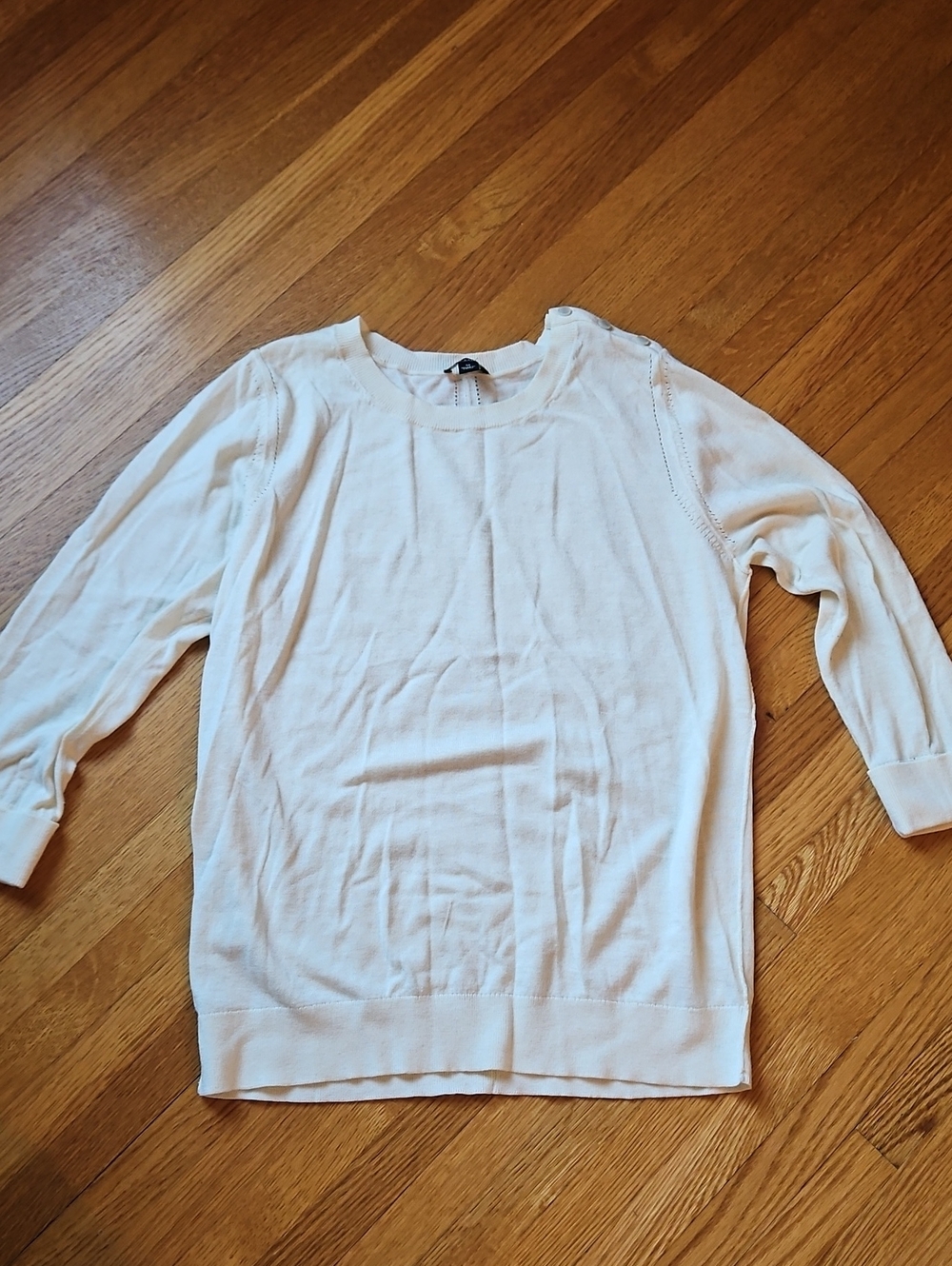 Ann Taylor Cream Scoop-Neck Lightweight Sweater